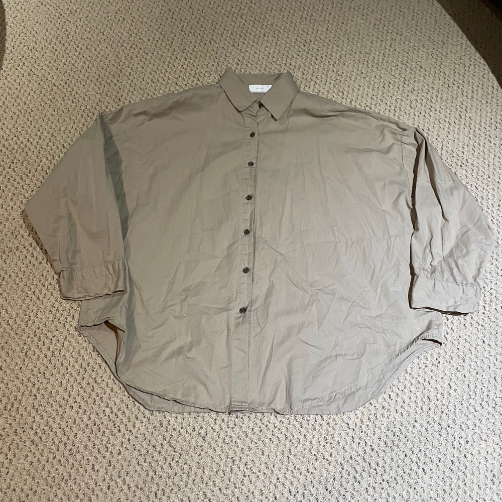 Oak + Fort Button Up - Beige - Size Medium